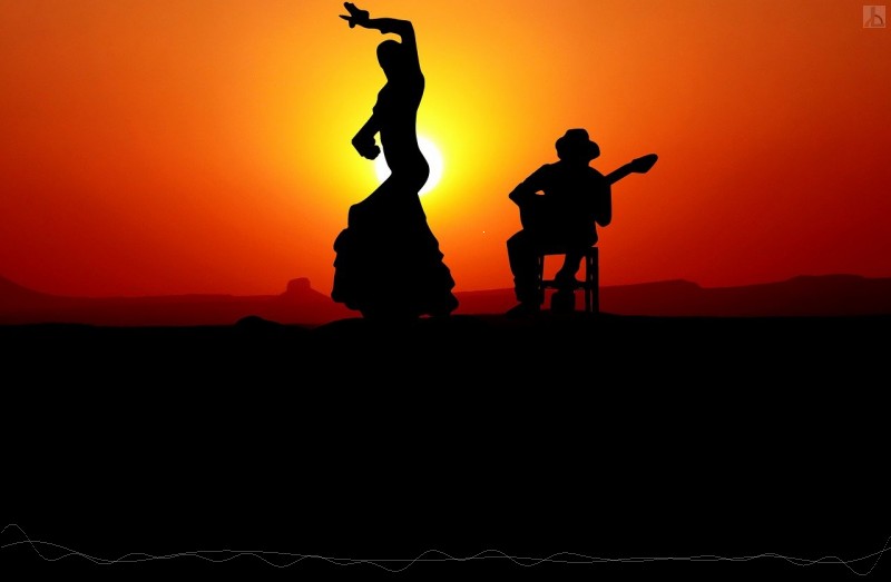 Flamenco Tänzerin und Gitarrist